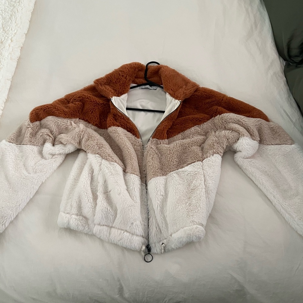 Faux Fur Colorblock Jacket